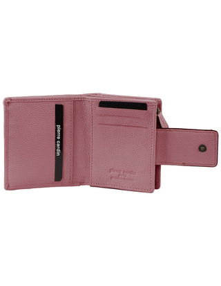 Leather Wallet Rose / Leather PC 3862 ROSE Pierre Cardin Ladies Leather Flip-over Bi-fold Wallet in Rose