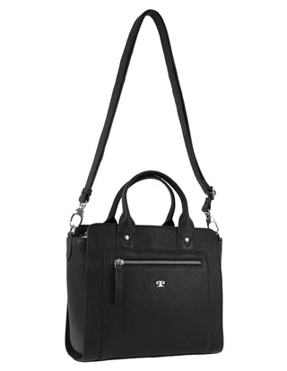 Crossbody Bag Black / Leather PC 4042 BLACK Pierre Cardin Ladies Leather Mini Tote Crossbody Bag in Black