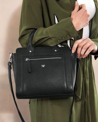 Crossbody Bag Black / Leather PC 4042 BLACK Pierre Cardin Ladies Leather Mini Tote Crossbody Bag in Black