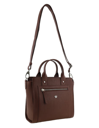 Crossbody Bag Chocolate / Leather PC 4042 CHOCOLATE Pierre Cardin Ladies Leather Mini Tote Crossbody Bag in Chocolate