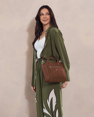 Crossbody Bag Chocolate / Leather PC 4042 CHOCOLATE Pierre Cardin Ladies Leather Mini Tote Crossbody Bag in Chocolate