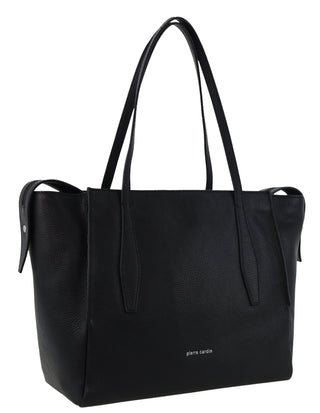 Tote Bag Black / Leather PC 4052 BLACK Pierre Cardin Ladies Leather Shopper Tote in Black
