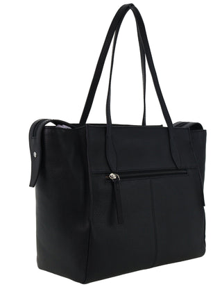 Tote Bag Black / Leather PC 4052 BLACK Pierre Cardin Ladies Leather Shopper Tote in Black