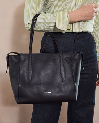 Tote Bag Black / Leather PC 4052 BLACK Pierre Cardin Ladies Leather Shopper Tote in Black