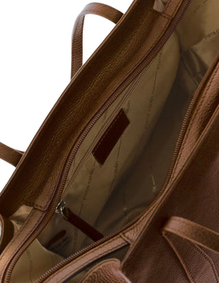 Tote Bag Tan / Leather PC 4052 TAN Pierre Cardin Ladies Leather Shopper Tote in Tan