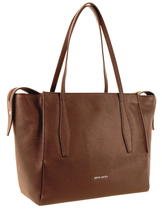 Tote Bag Tan / Leather PC 4052 TAN Pierre Cardin Ladies Leather Shopper Tote in Tan
