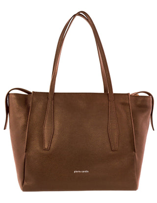 Tote Bag Tan / Leather PC 4052 TAN Pierre Cardin Ladies Leather Shopper Tote in Tan