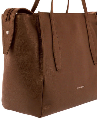 Tote Bag Tan / Leather PC 4052 TAN Pierre Cardin Ladies Leather Shopper Tote in Tan