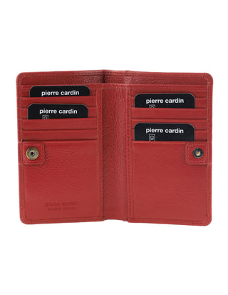 Leather Wallet Red / Leather PC 4012 RED Pierre Cardin Ladies Leather Snap Button Bi-Fold Wallet in Red