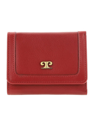 Leather Wallet Red / Leather PC 4013 RED Pierre Cardin Ladies Leather Snap Button Tri-Fold Wallet in Red