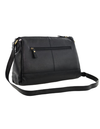 Crossbody Bag Black / Leather PC 3974 BLK Pierre Cardin Ladies Leather Structured Crossbody Bag in Black