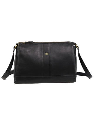 Crossbody Bag Black / Leather PC 3974 BLK Pierre Cardin Ladies Leather Structured Crossbody Bag in Black