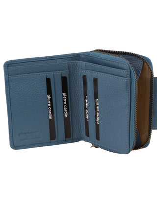 Leather Wallet Blue / Leather PC 3861 BLUE Pierre Cardin Ladies Leather Tab Bi-Fold Wallet in Blue