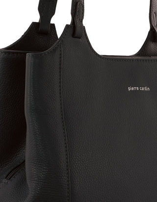 Tote Bag Black / Leather PC 4053 BLACK Pierre Cardin Ladies Leather Tote in Black