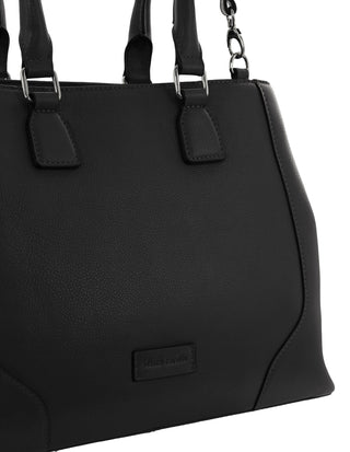 Mini Tote/Crossbody Bag Black / Leather PC 4049 BLACK Pierre Cardin Ladies Leather Tote with Detachable Strap in Black