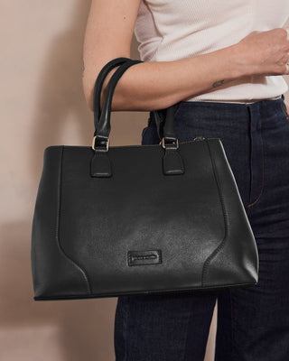 Mini Tote/Crossbody Bag Black / Leather PC 4049 BLACK Pierre Cardin Ladies Leather Tote with Detachable Strap in Black