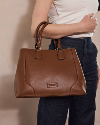 Mini Tote/Crossbody Bag Tan / Leather PC 4049 TAN Pierre Cardin Ladies Leather Tote with Detachable Strap in Tan