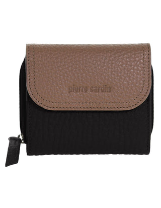 Tri-Fold Wallet Black / Leather PC 4029 BLK/TAUPE Pierre Cardin Ladies Leather Tri-Fold Tab Wallet in Black-Taupe