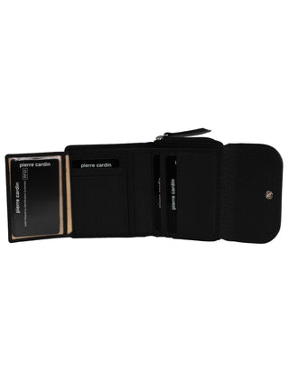 Tri-Fold Wallet Black / Leather PC 4029 BLK/TAUPE Pierre Cardin Ladies Leather Tri-Fold Tab Wallet in Black-Taupe