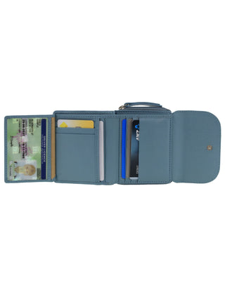 Tri-Fold Wallet Blue / Leather PC 4029 BLUE Pierre Cardin Ladies Leather Tri-Fold Tab Wallet in Blue