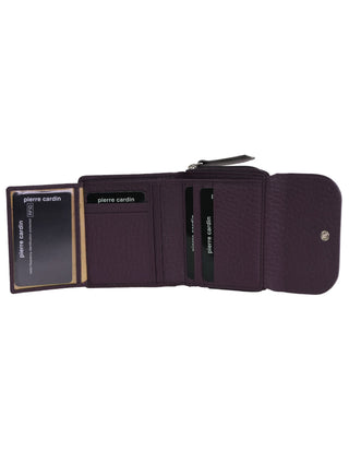 Tri-Fold Wallet Burgundy / Leather PC 4029 BURG/TAUPE Pierre Cardin Ladies Leather Tri-Fold Tab Wallet in Burgundy-Taupe