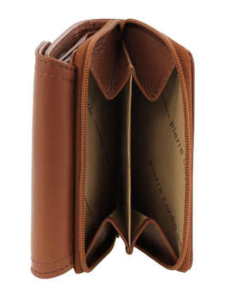 Tri-Fold Wallet Cognac / Leather PC 4029 COGN Pierre Cardin Ladies Leather Tri-Fold Tab Wallet in Cognac