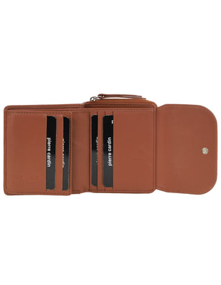 Tri-Fold Wallet Cognac / Leather PC 4029 COGN Pierre Cardin Ladies Leather Tri-Fold Tab Wallet in Cognac