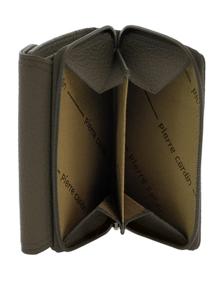 Ladies Wallet Khaki / Leather PC 4029 KHAKI Pierre Cardin Ladies Leather Tri-Fold Tab Wallet in Khaki