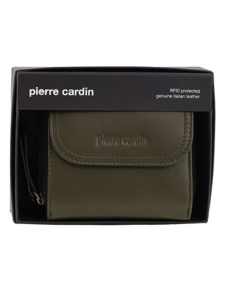 Tri-Fold Wallet Khaki / Leather PC 4029 KHAKI Pierre Cardin Ladies Leather Tri-Fold Tab Wallet in Khaki