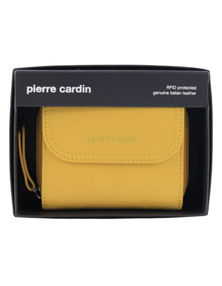 Ladies Wallet Mustard / Leather PC 4029 MSTD Pierre Cardin Ladies Leather Tri-Fold Tab Wallet in Mustard