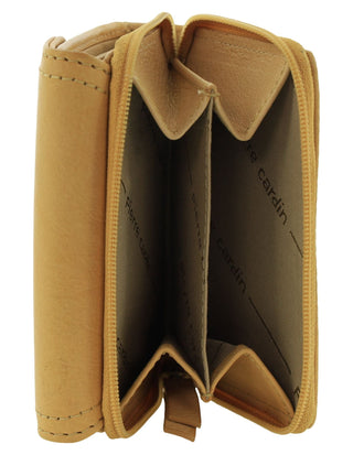 Tri-Fold Wallet Mustard / Leather PC 4029 MSTD Pierre Cardin Ladies Leather Tri-Fold Tab Wallet in Mustard