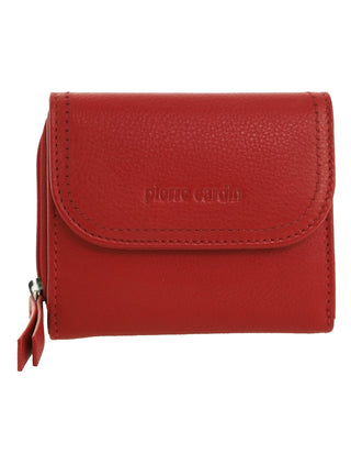 Tri-Fold Wallet Red / Leather PC 4029 RED Pierre Cardin Ladies Leather Tri-Fold Tab Wallet in Red