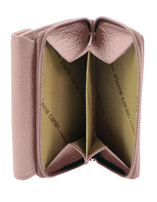 Ladies Wallet Rose / Leather PC 4029 ROSE Pierre Cardin Ladies Leather Tri-Fold Tab Wallet in Rose