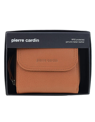 Ladies Wallet Tan / Leather PC 4029 TAN Pierre Cardin Ladies Leather Tri-Fold Tab Wallet in Tan