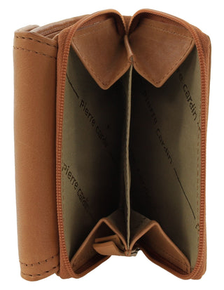 Tri-Fold Wallet Tan / Leather PC 4029 TAN Pierre Cardin Ladies Leather Tri-Fold Tab Wallet in Tan