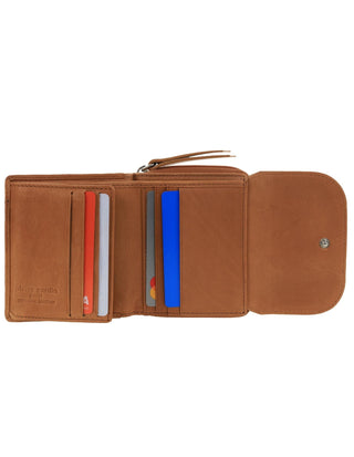 Tri-Fold Wallet Tan / Leather PC 4029 TAN Pierre Cardin Ladies Leather Tri-Fold Tab Wallet in Tan