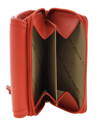 Ladies Wallet Tangerine / Leather PC 4029 TANGERINE Pierre Cardin Ladies Leather Tri-Fold Tab Wallet in Tangerine