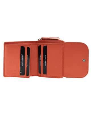 Tri-Fold Wallet Tangerine / Leather PC 4029 TANGERINE Pierre Cardin Ladies Leather Tri-Fold Tab Wallet in Tangerine