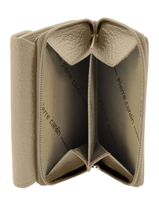 Ladies Wallet Taupe / Leather PC 4029 TAUP Pierre Cardin Ladies Leather Tri-Fold Tab Wallet in Taupe