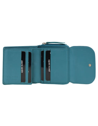 Tri-Fold Wallet Turquoise / Leather PC 4029 TURQ Pierre Cardin Ladies Leather Tri-Fold Tab Wallet in Turquoise