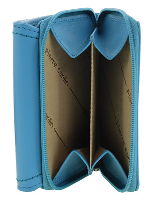 Tri-Fold Wallet Turquoise / Leather PC 4029 TURQ Pierre Cardin Ladies Leather Tri-Fold Tab Wallet in Turquoise