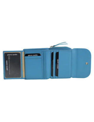 Tri-Fold Wallet Turquoise / Leather PC 4029 TURQ Pierre Cardin Ladies Leather Tri-Fold Tab Wallet in Turquoise
