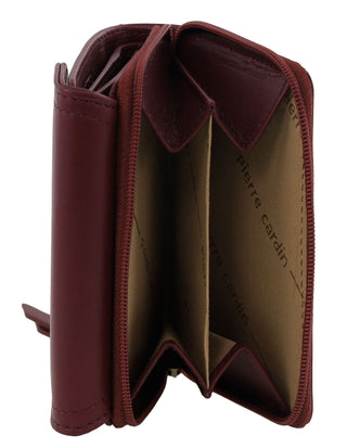 Tri-Fold Wallet Wine / Leather PC 4029 WINE Pierre Cardin Ladies Leather Tri-Fold Tab Wallet in Wine
