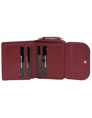 Tri-Fold Wallet Wine / Leather PC 4029 WINE Pierre Cardin Ladies Leather Tri-Fold Tab Wallet in Wine