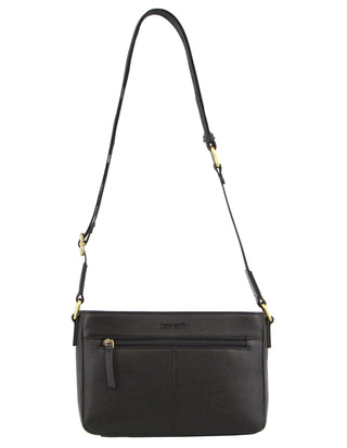 Crossbody Bag Black / Leather PC 3800 BLK Pierre Cardin Ladies Leather Webbing Strap Crossbody Bag in Black