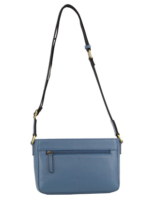 Crossbody Bag Blue / Leather PC 3800 BLUE Pierre Cardin Ladies Leather Webbing Strap Crossbody Bag in Blue