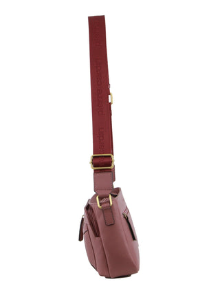 Crossbody Bag Rose / Leather PC 3800 ROSE Pierre Cardin Ladies Leather Webbing Strap Crossbody Bag in Rose