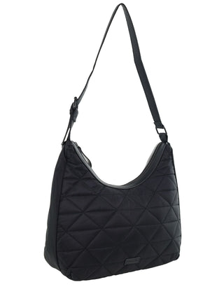 Hobo Bag Black / Nylon PC 4023 BLK Pierre Cardin Ladies Nylon Geometric Hobo Bag in Black