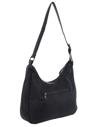 Hobo Bag Black / Nylon PC 4023 BLK Pierre Cardin Ladies Nylon Geometric Hobo Bag in Black