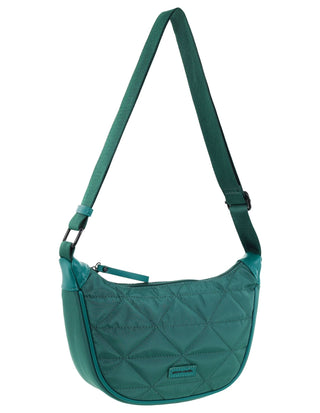 Crossbody Bag Green / Nylon PC 4024 GRN Pierre Cardin Ladies Nylon Moon-Shaped Crossbody Bag in Green